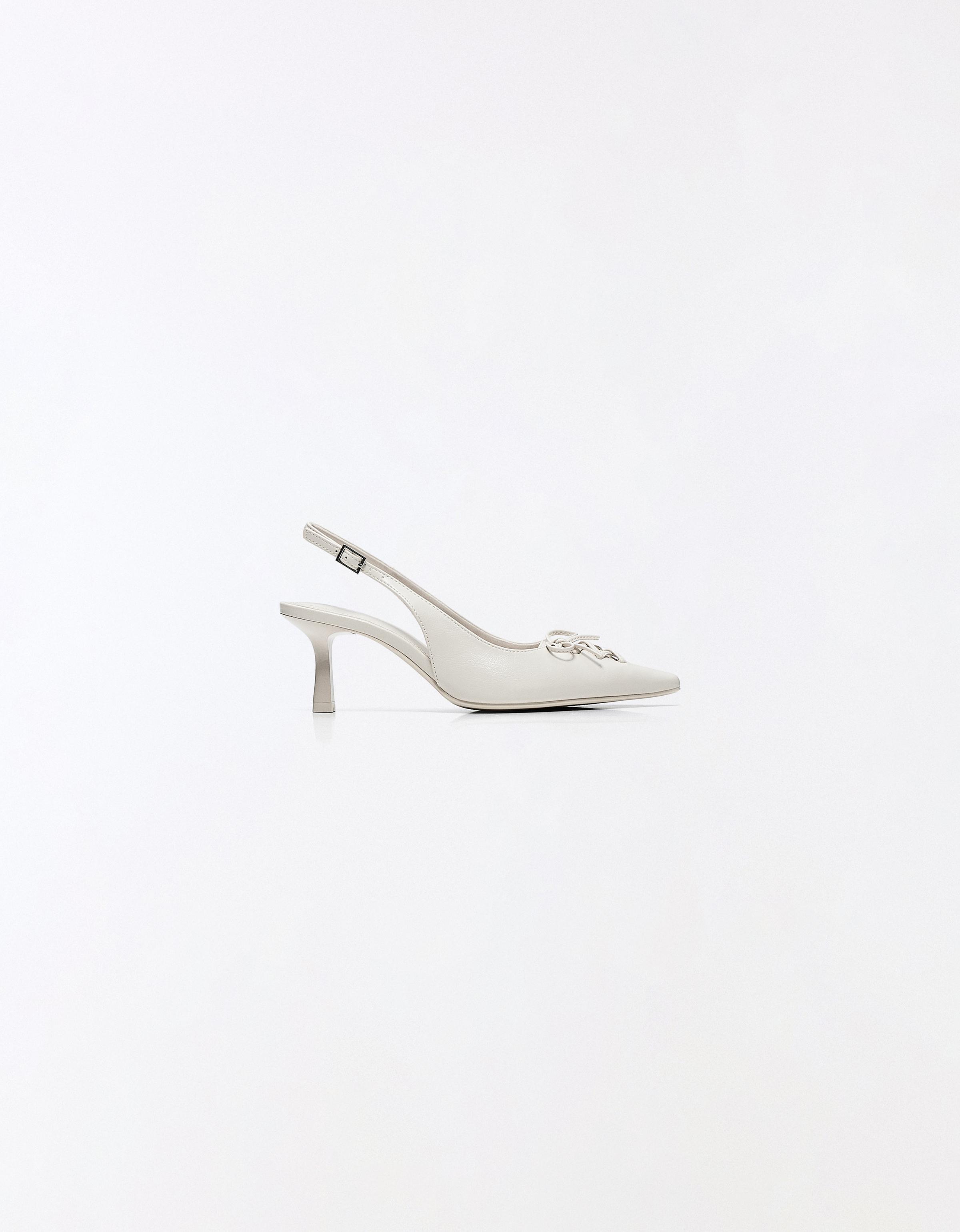 KITTEN HEEL CORSET SHOES — WHITE