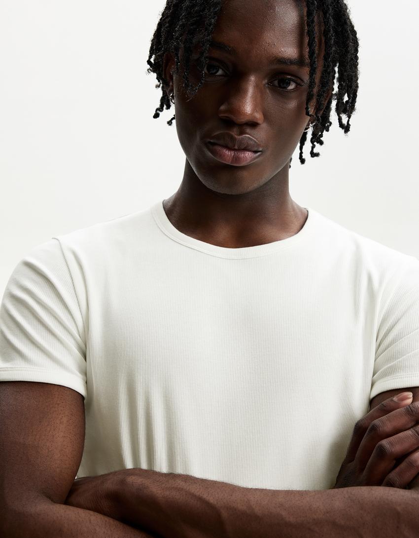 Ribbed short sleeve T-shirt