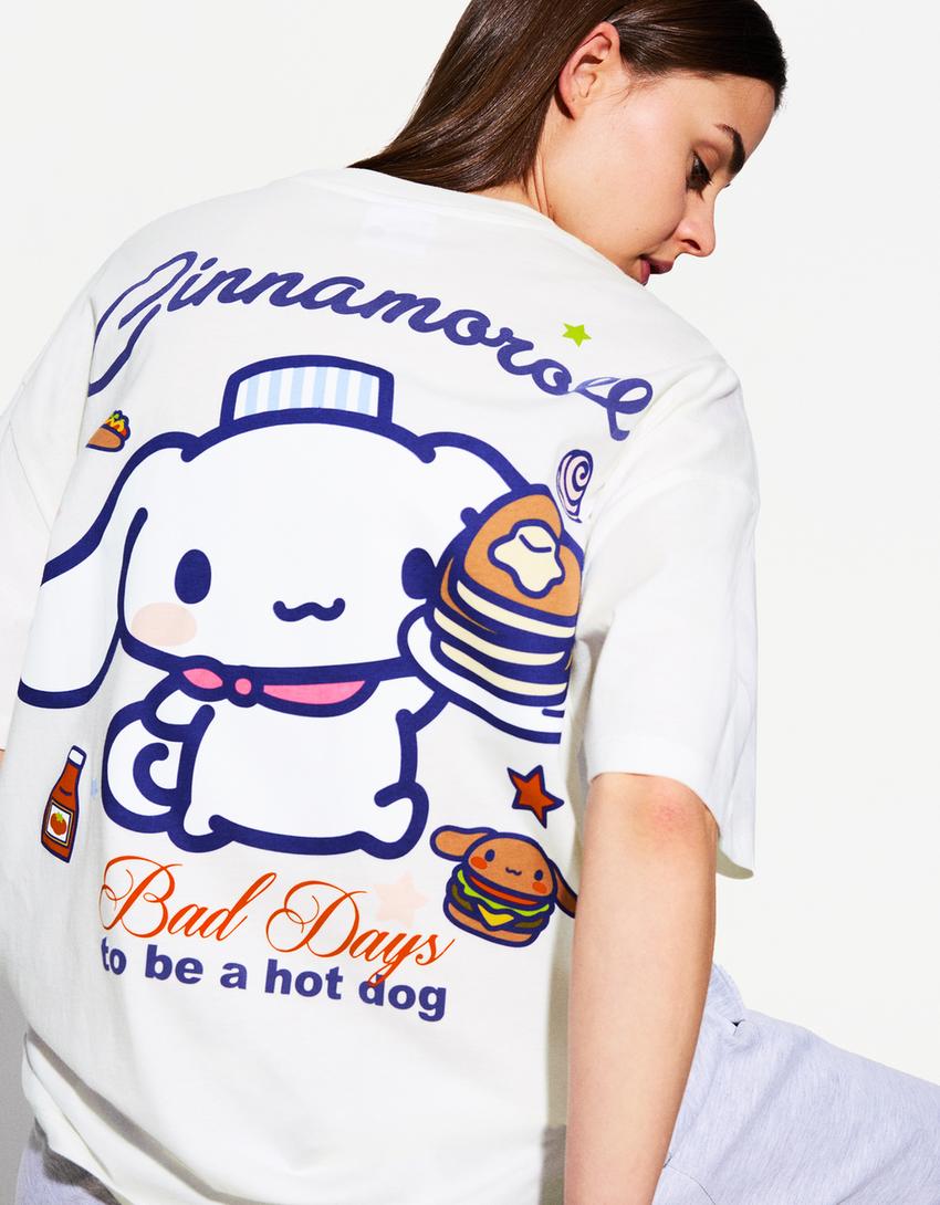 T-Shirt Cinnamoroll mit kurzen Ärmeln und Print-Weiss-2