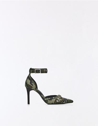 Ankle-strap heeled shoes with buckle detail — Camouflage 1