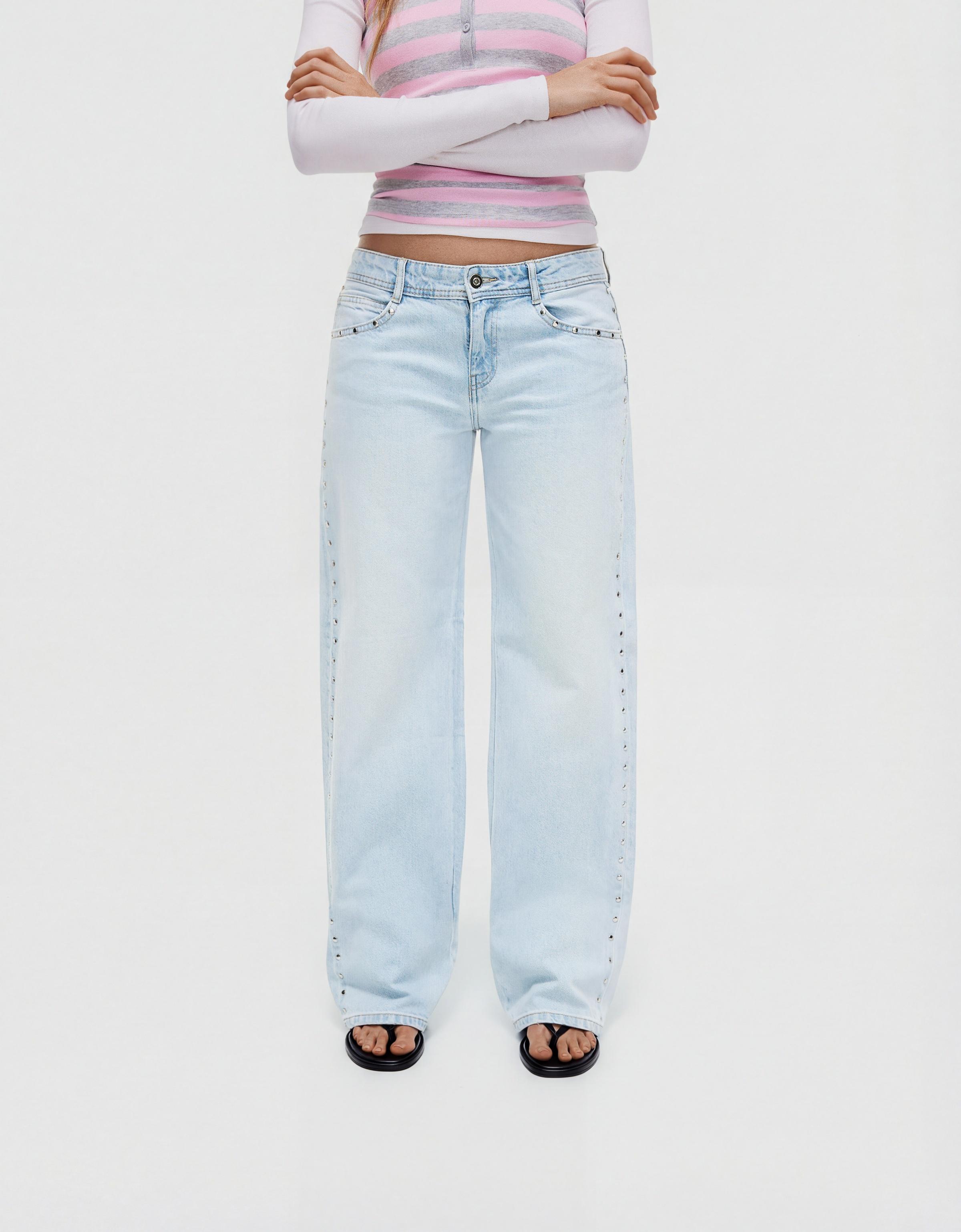 Düşük bel zımbalı baggy fit jean - Görsel 26