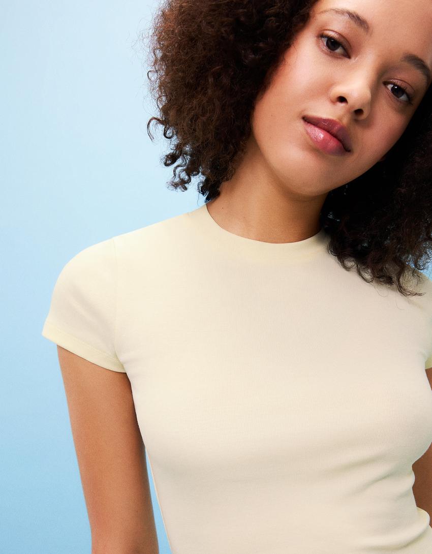 Short sleeve crew neck T-shirt-Yellow