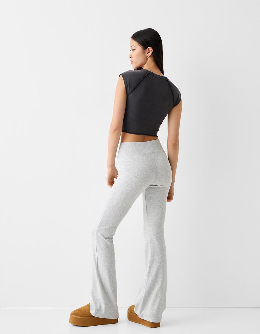 Kısa reglan kollu desenli t-shirt-Gri-1