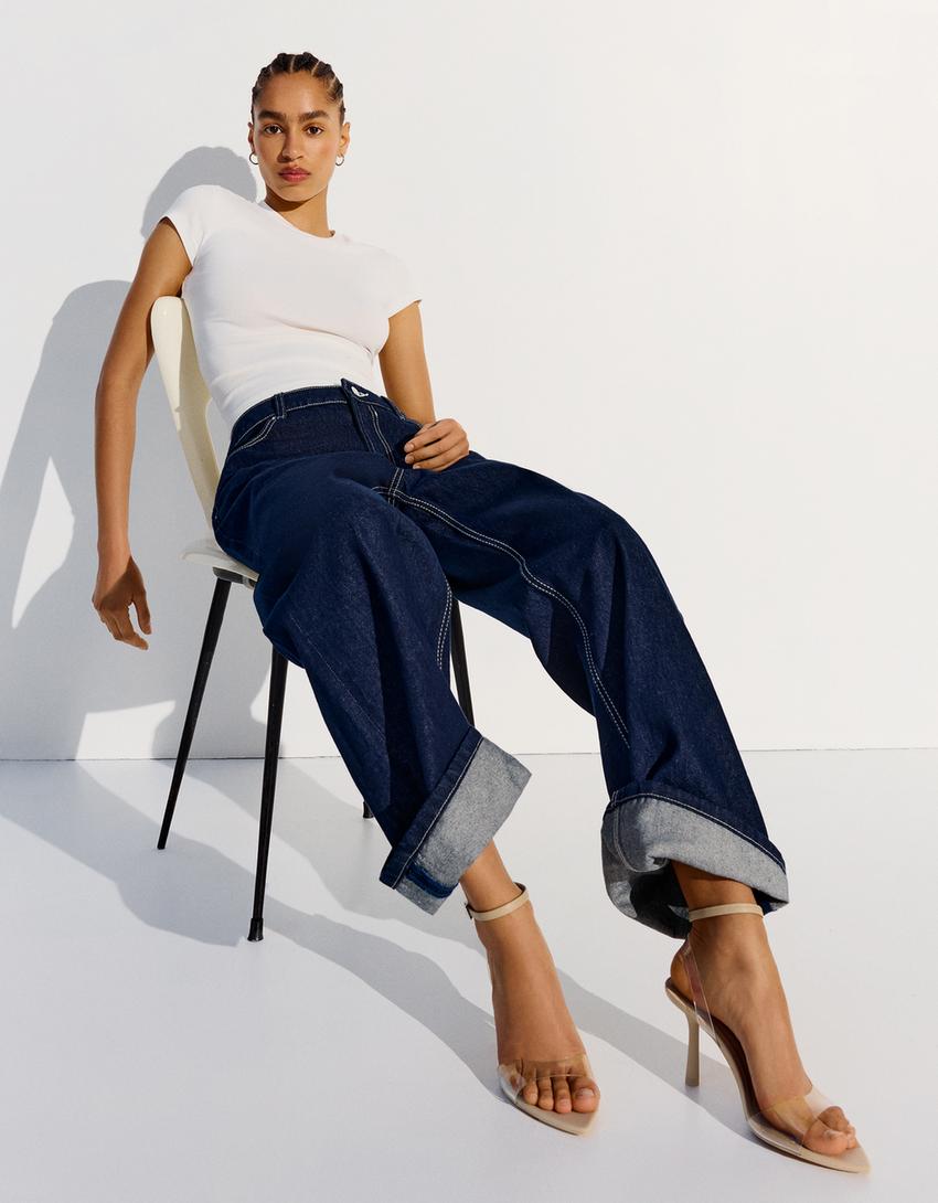 Vinyl heeled sandals-Transparent