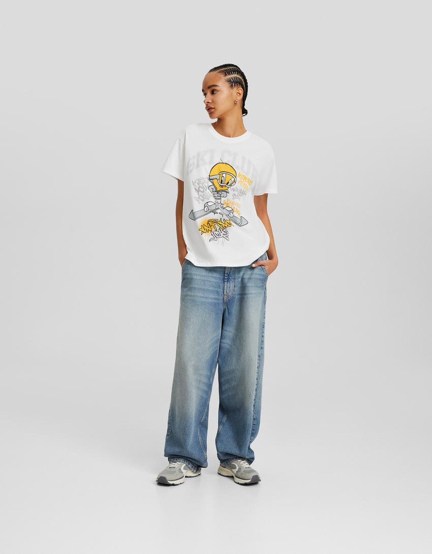 Tweety short sleeve print T-shirt-White-3