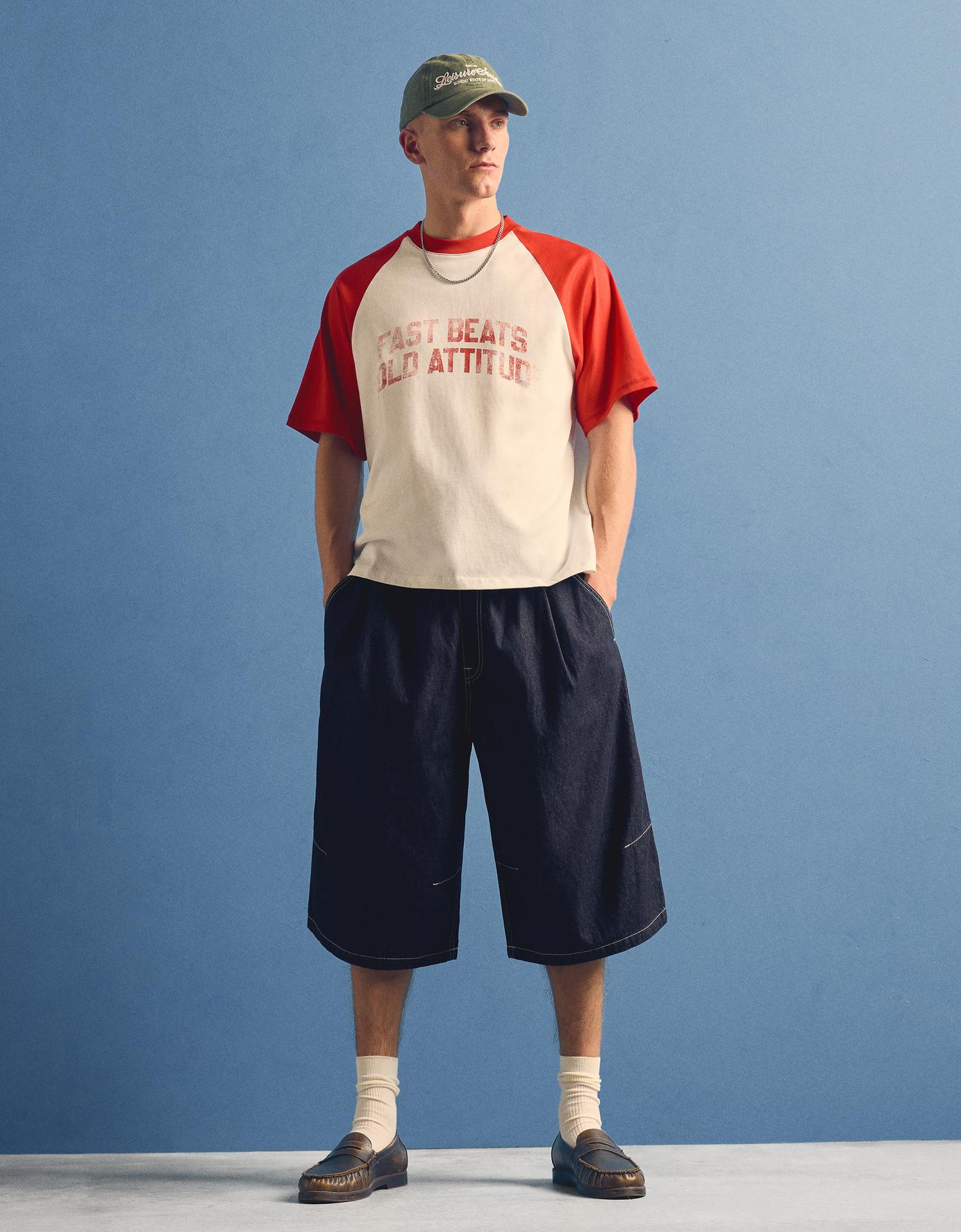 Bershka bermudy jeansowe parachute granatowy