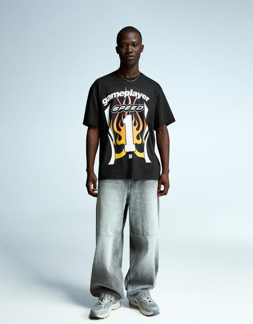 Sport T-shirt met korte mouw en digitale filter-Zwart