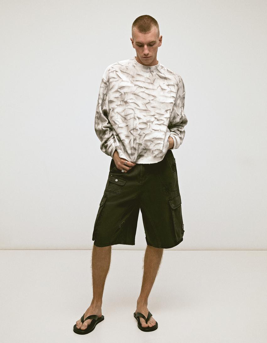 Heavyweight tie-dye long sleeve T-shirt-Off white
