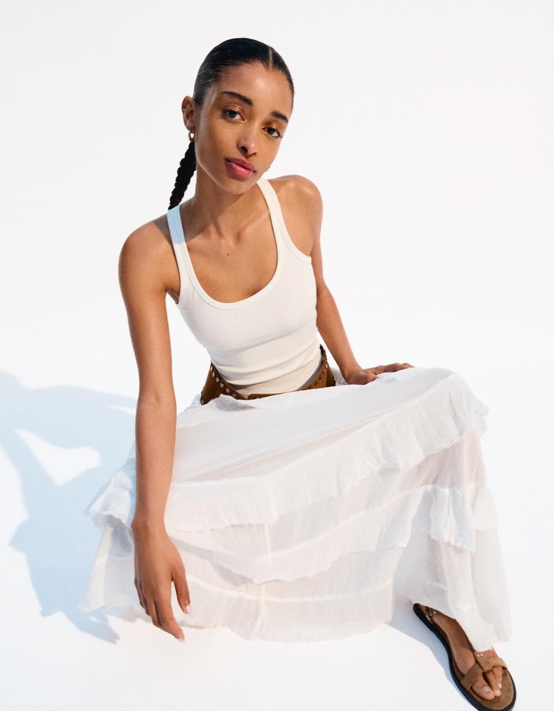 Ruffled maxi skirt
