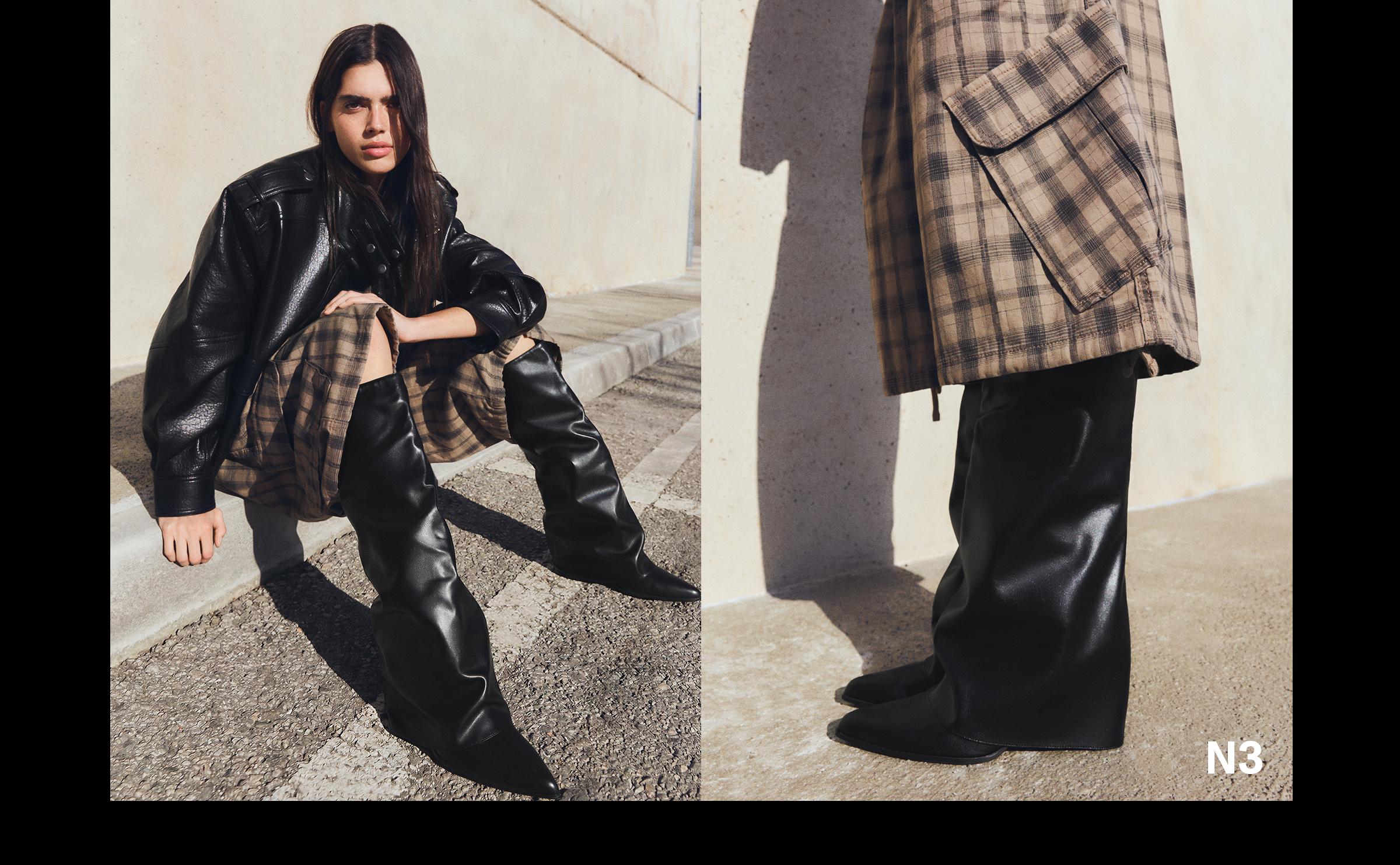 TROUSER HEEL BOOTS — BLACK