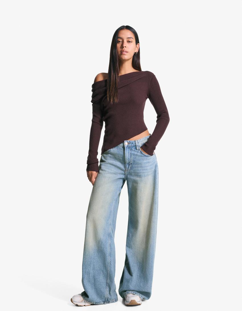 Wide-leg jeans-Washed out blue