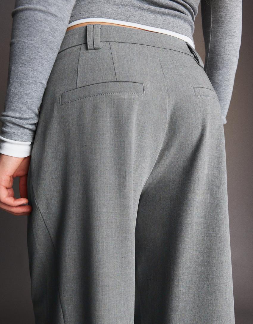 Topeltkangast volüümikad püksid-Hall