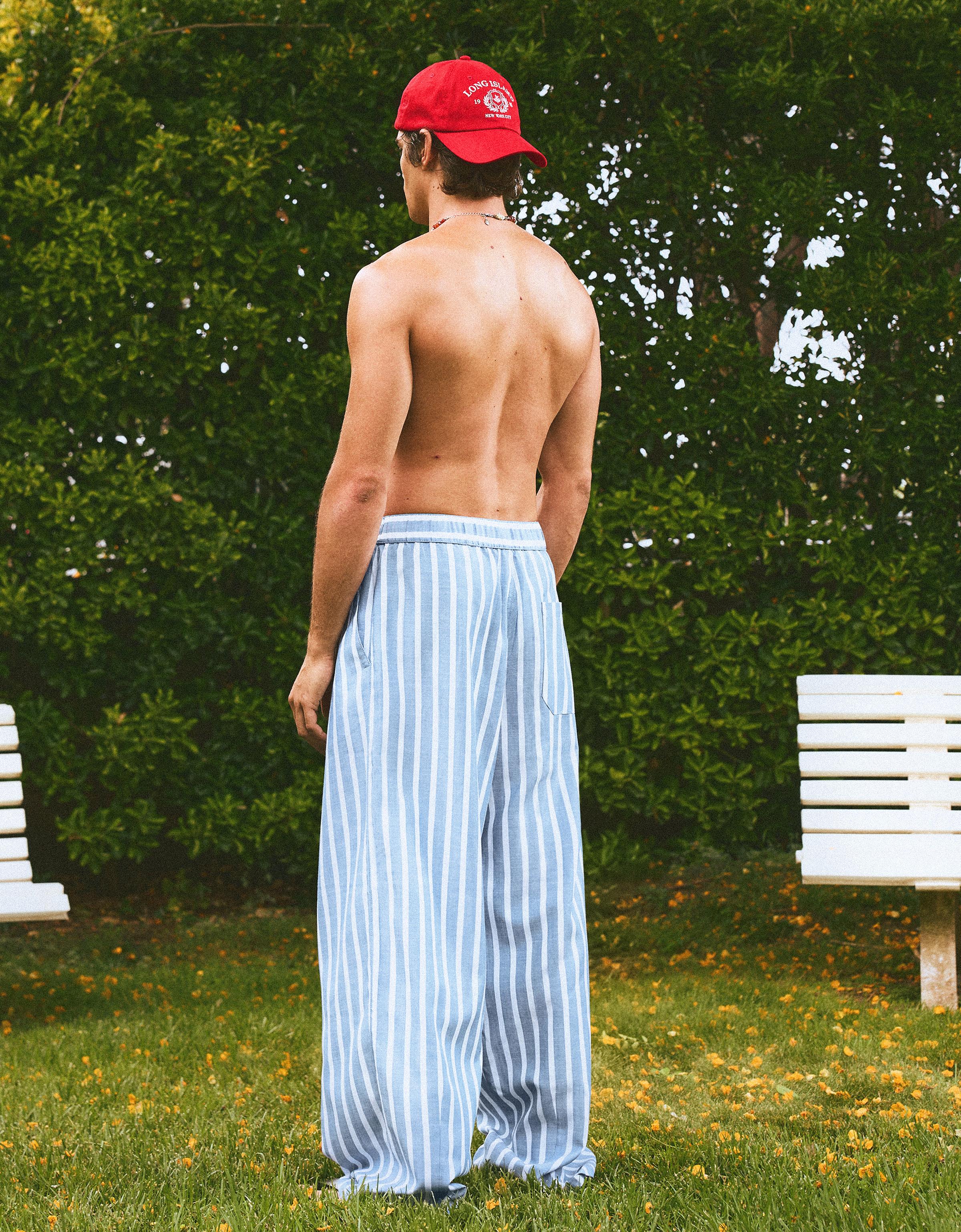 Super baggy pyjama-style trousers — Light blue