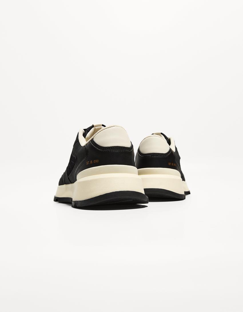 Sneakers contrastantes semelle crantée-Noir