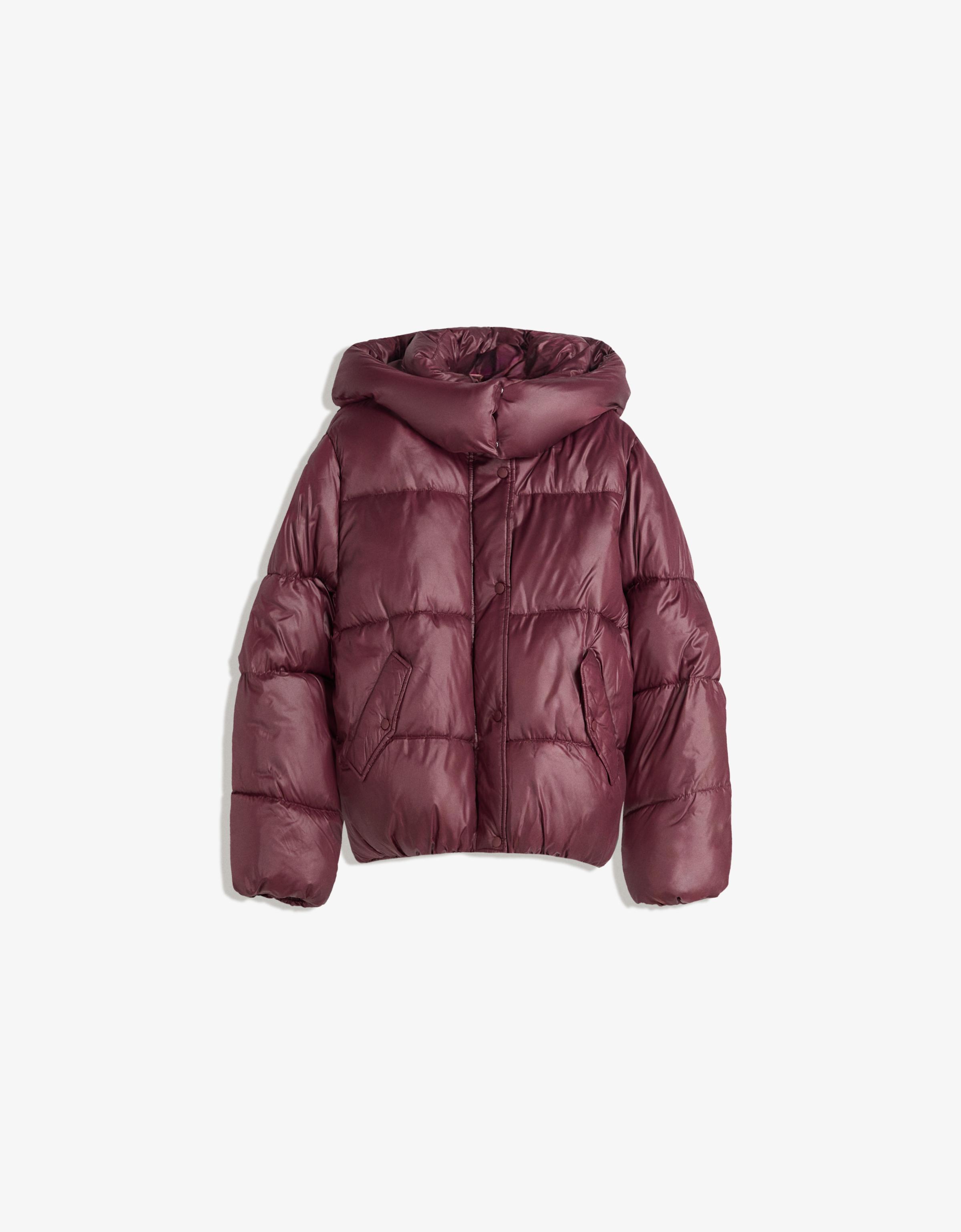 Puffer jacket with hood - Women | Bershka
