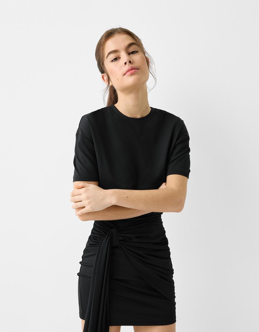 Mini dress with knot-Black-1