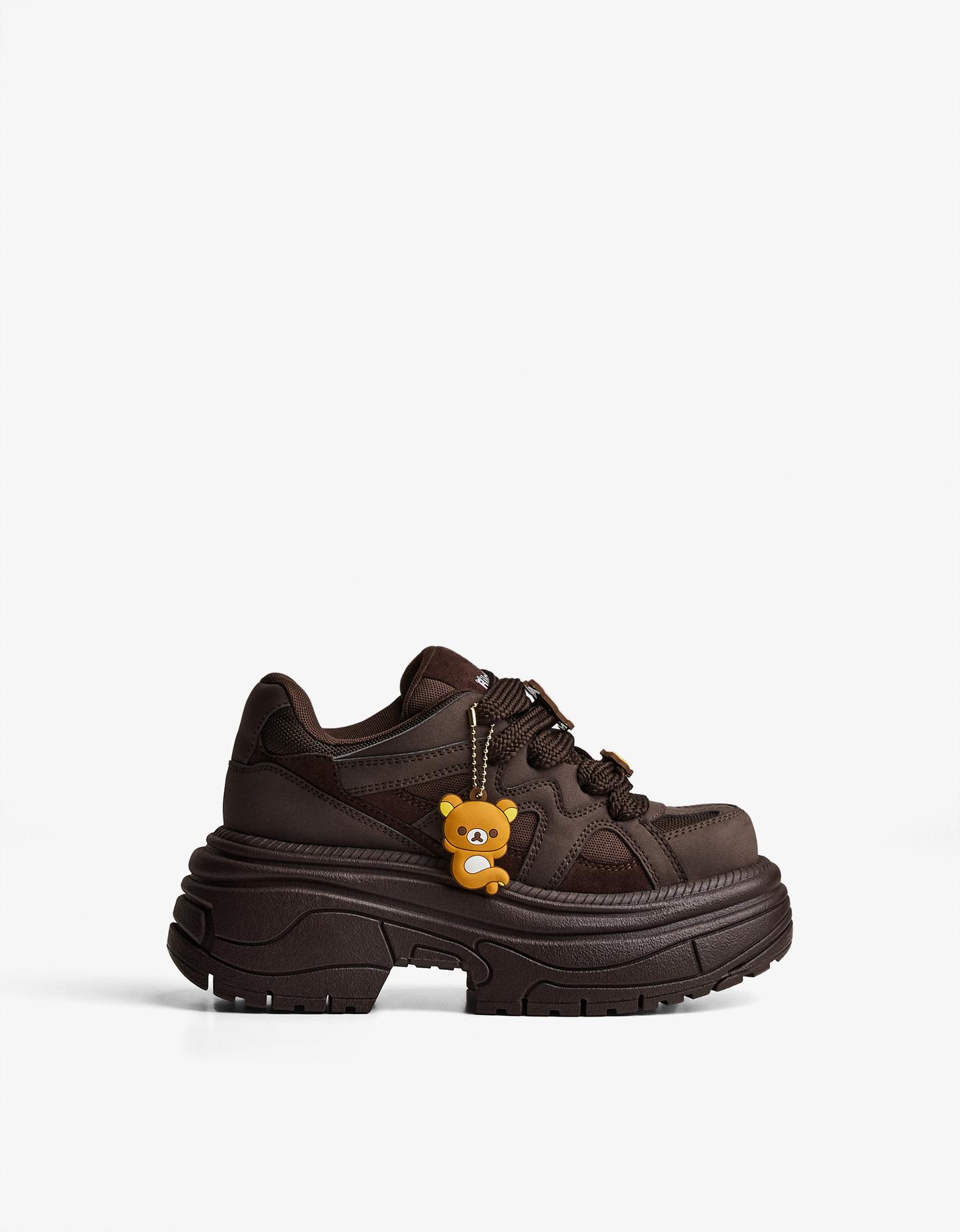 Bershka buty sportowe na platformie rillakuma brązowy