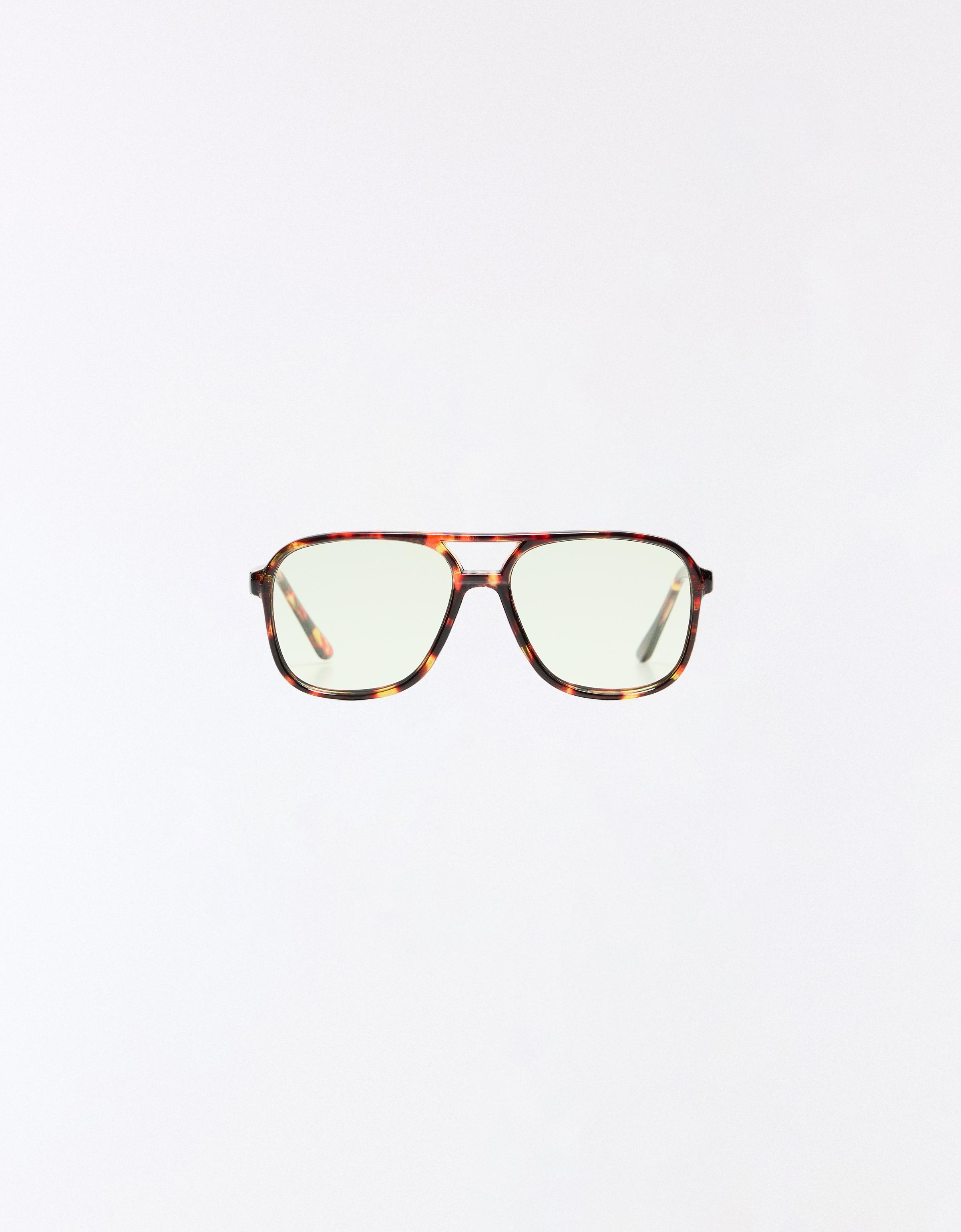 Retro plastic blue light glasses — Brown