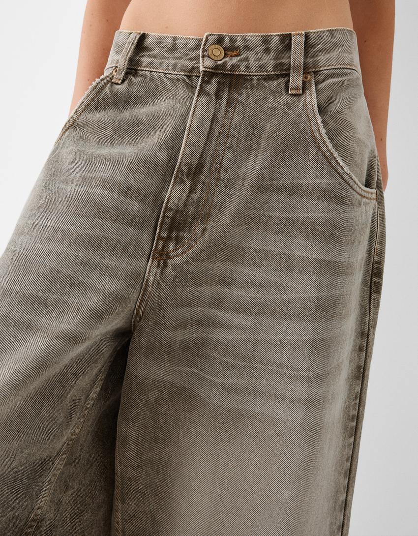 Calções bermuda denim super baggy-Verde-2