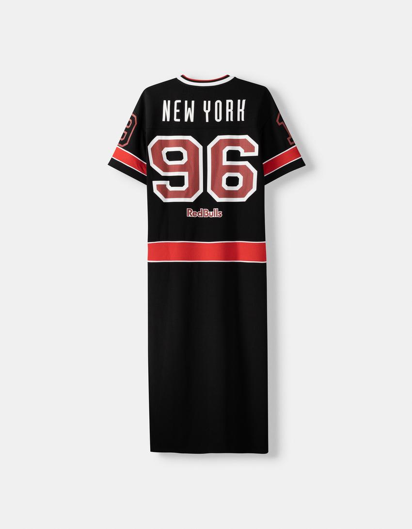 New York Red Bulls midi dress with slit-Black