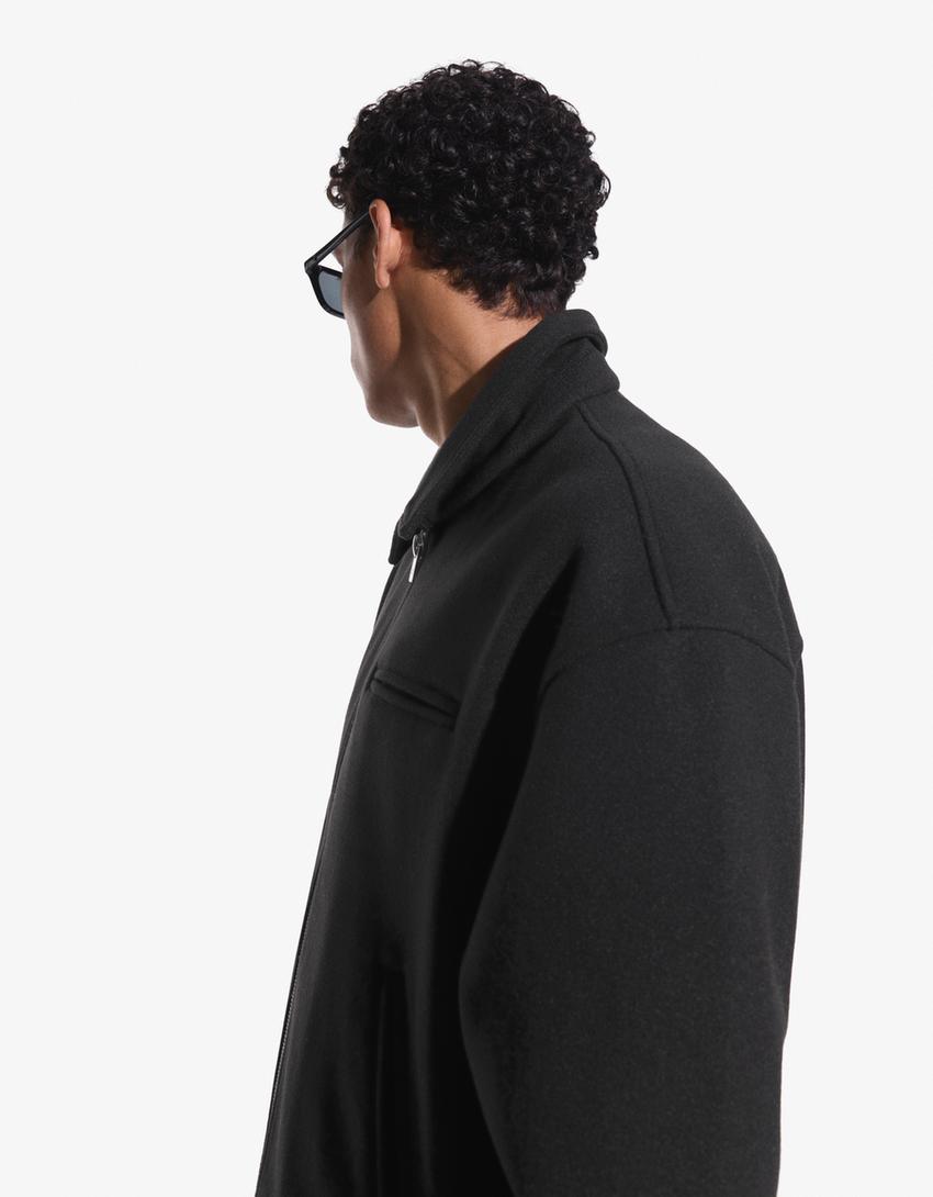 Kurtka flauszowa na zamek-Czarny