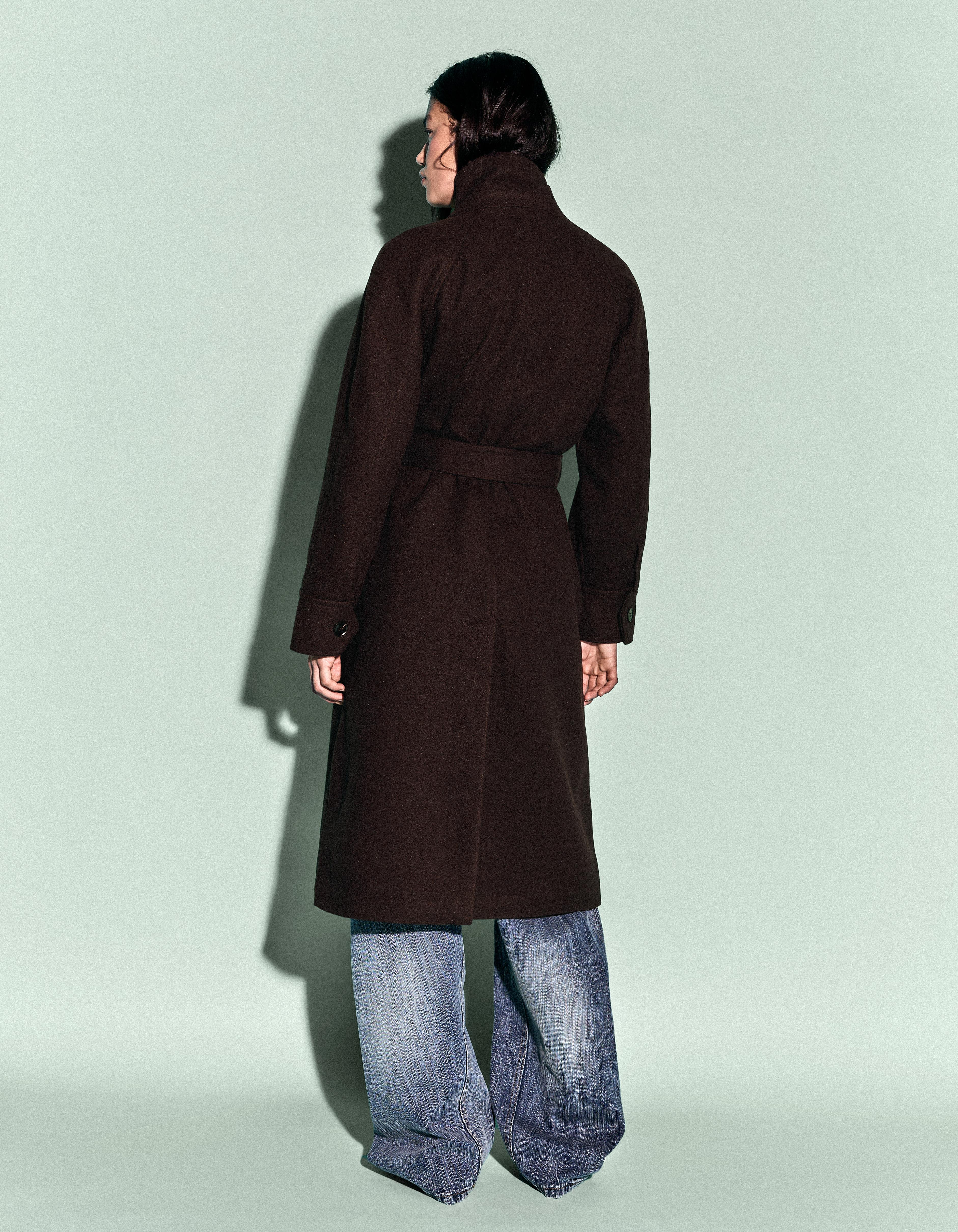 Long soft belted coat — Brown