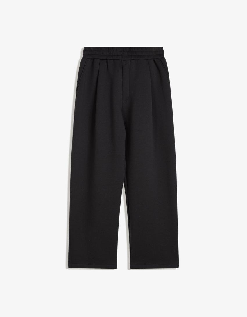 Technical trousers with darts-Black-3