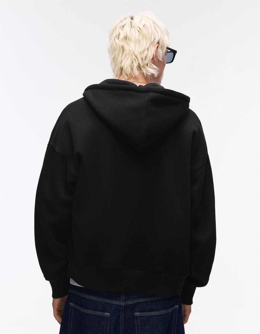 Sweat zippé à capuche-Noir