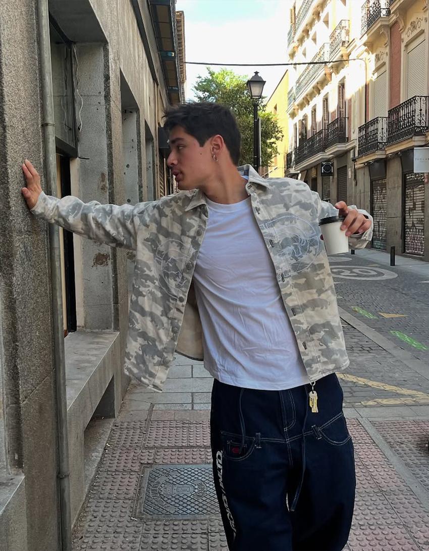 Camisa larga em ganga Ecko Unltd oversize com estampado-Cinzento-escuro