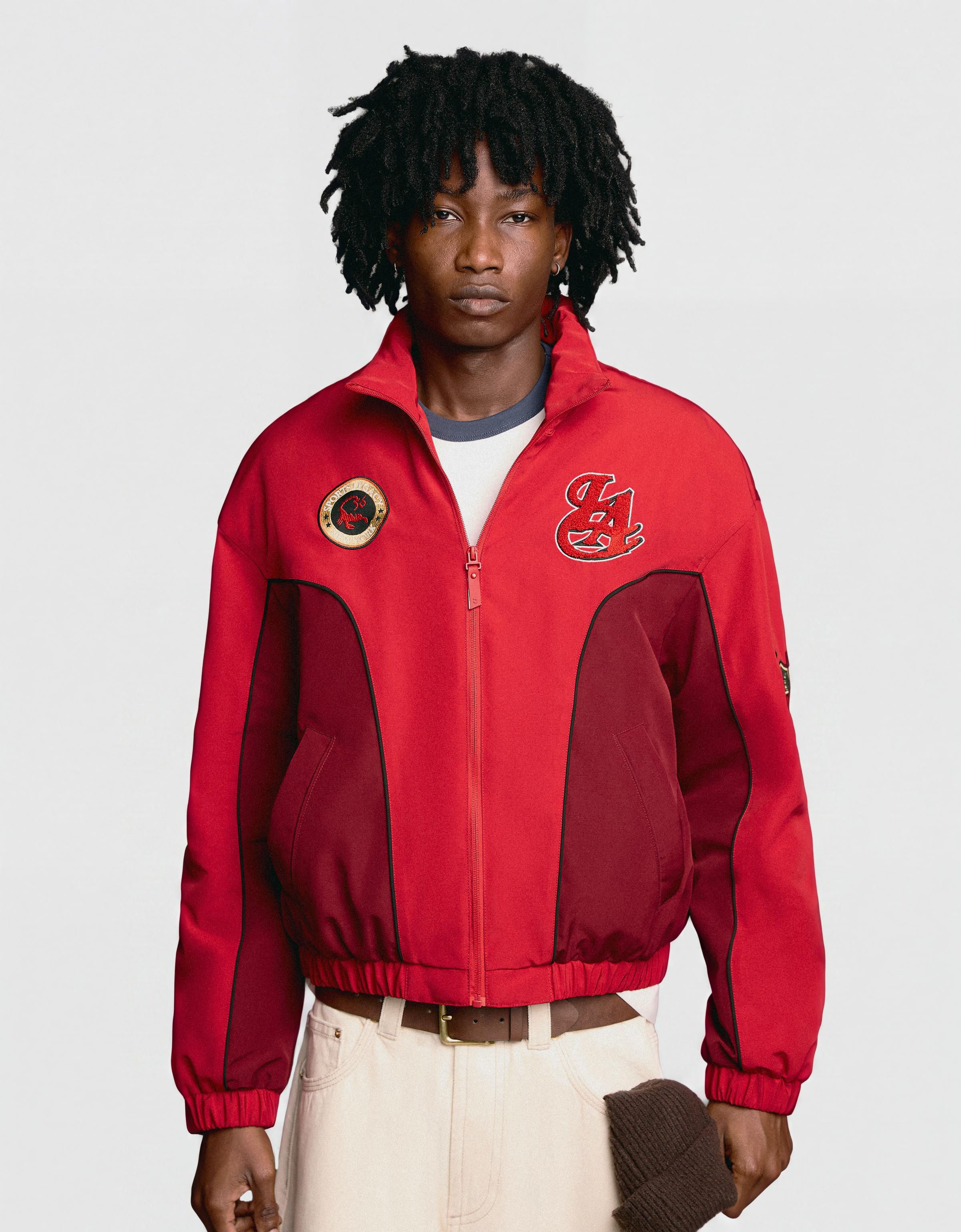 Printed zip-up jacket — Red