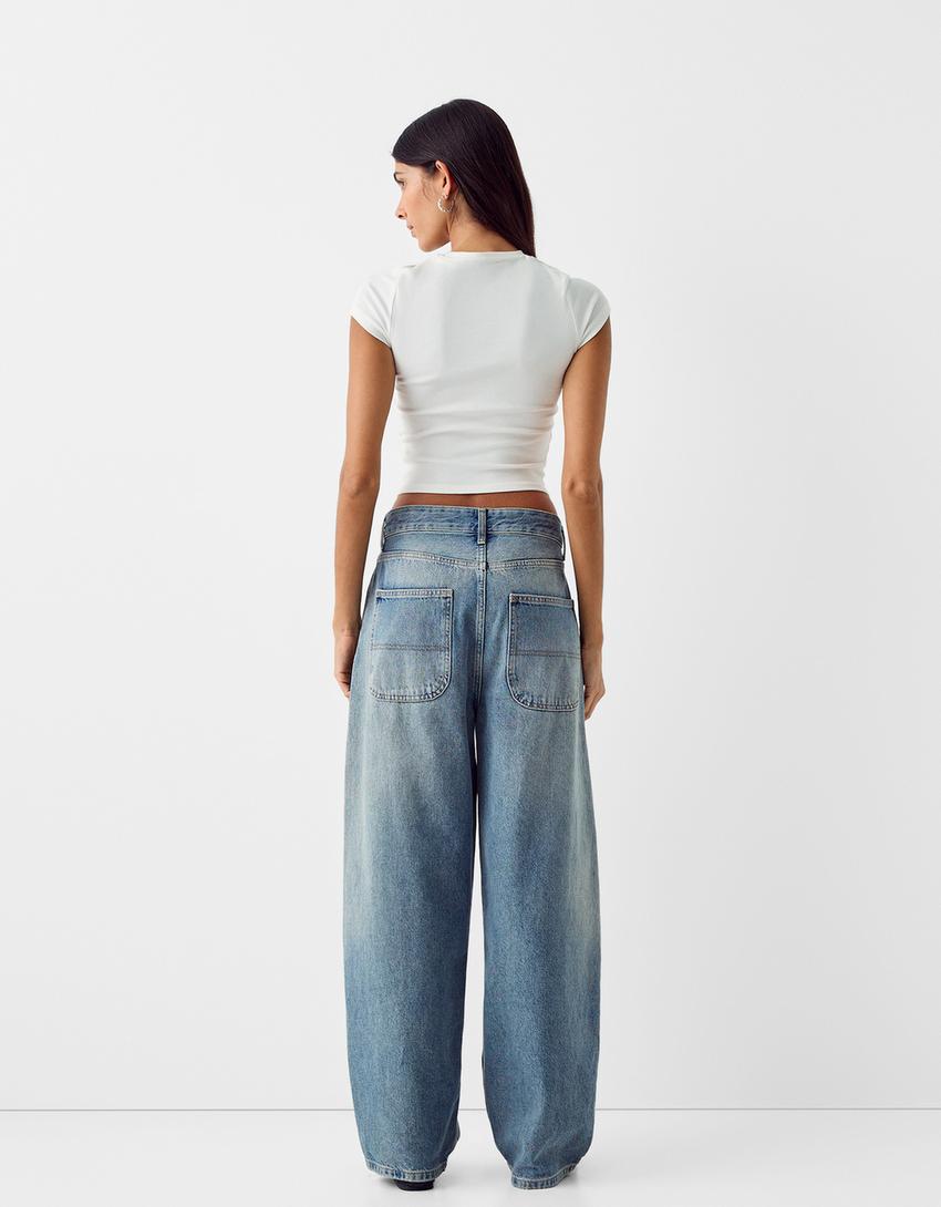 Jean skater fit effet délavé-Bleu lavé-2