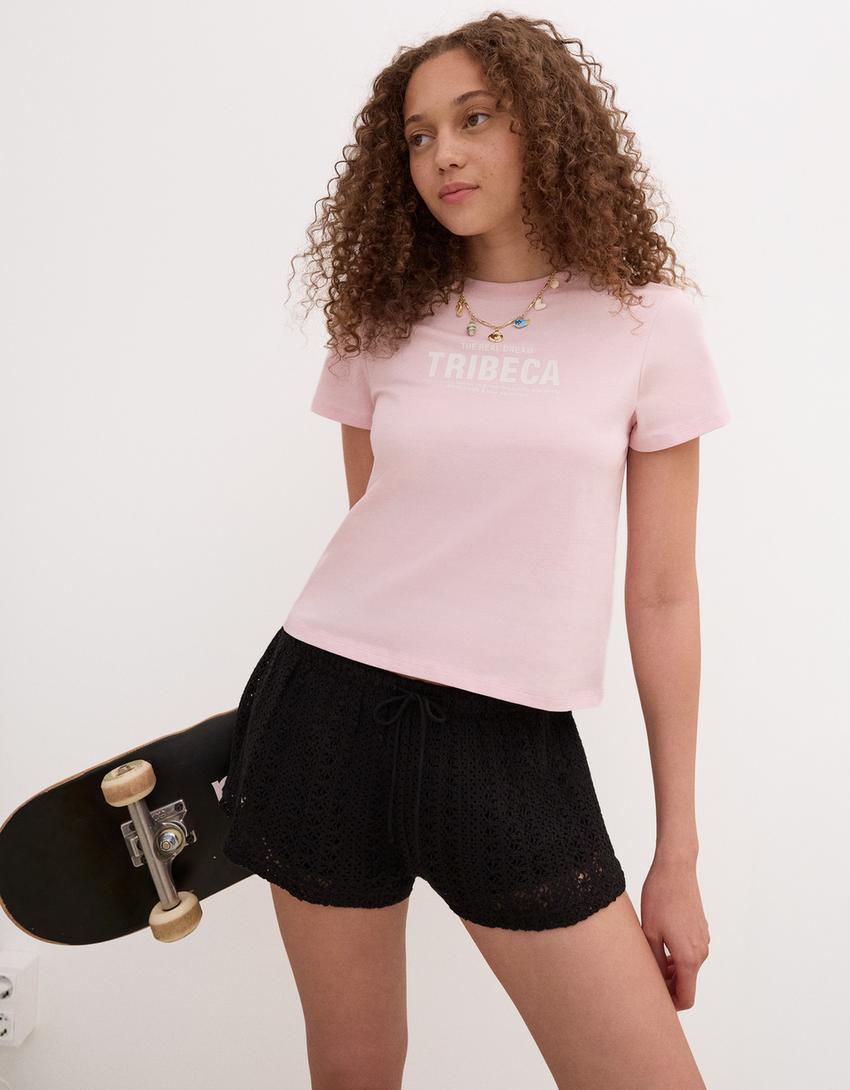 Rustic crochet shorts-Black