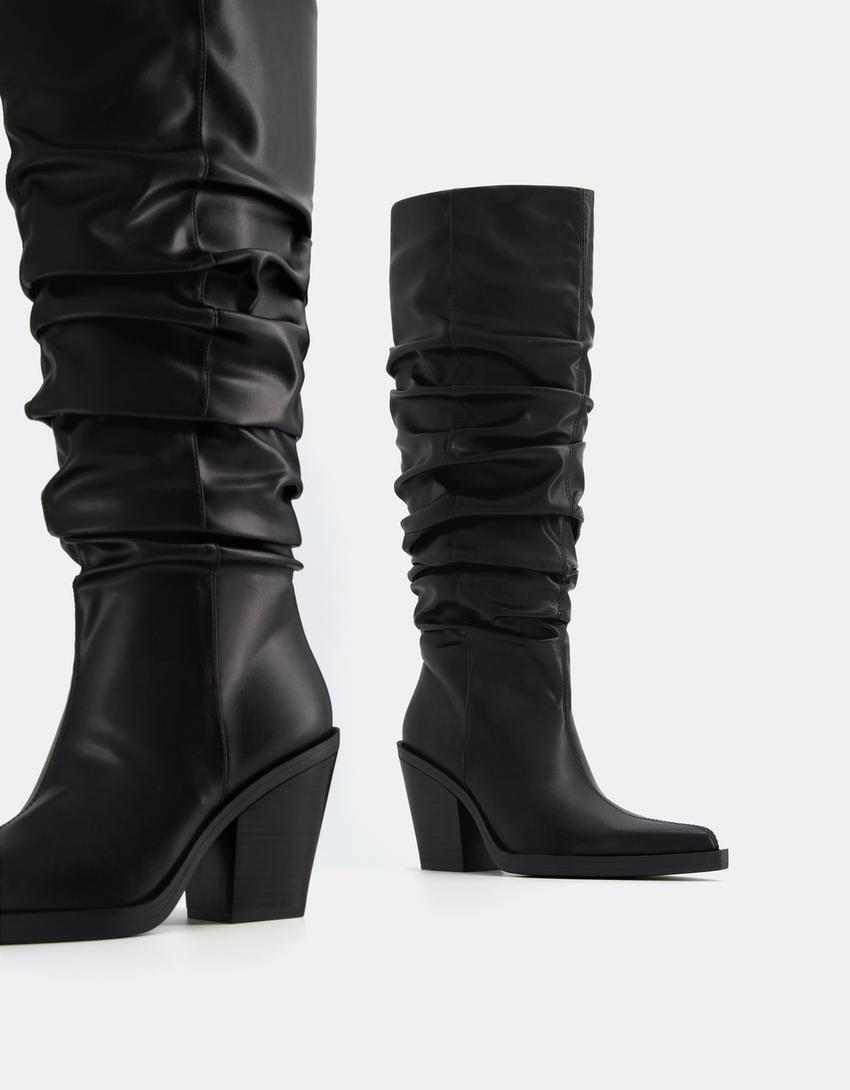 بوت كاوبوي فضفاض بكعب عال-أسود-4