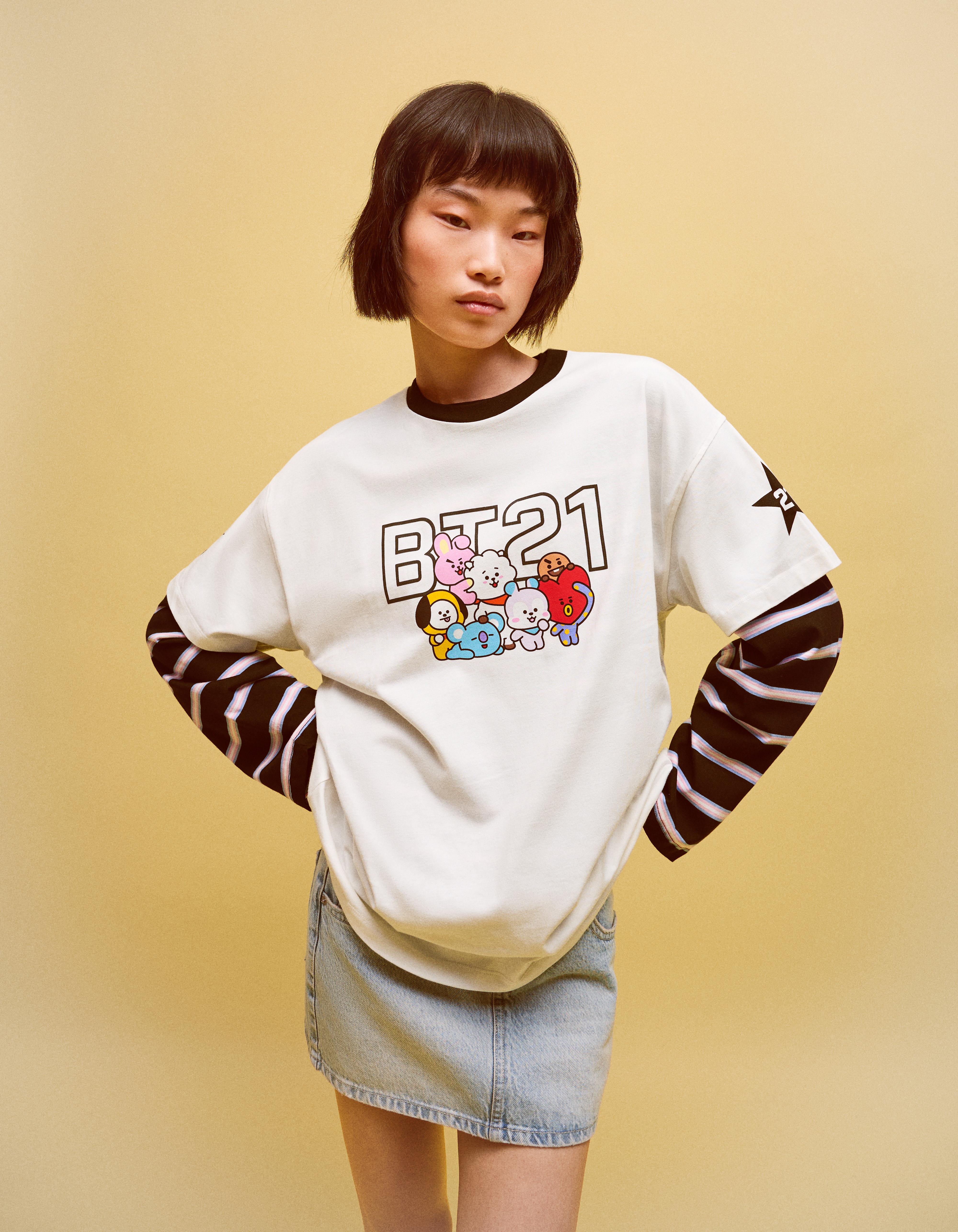 BT21 print oversize T-shirt — Off white