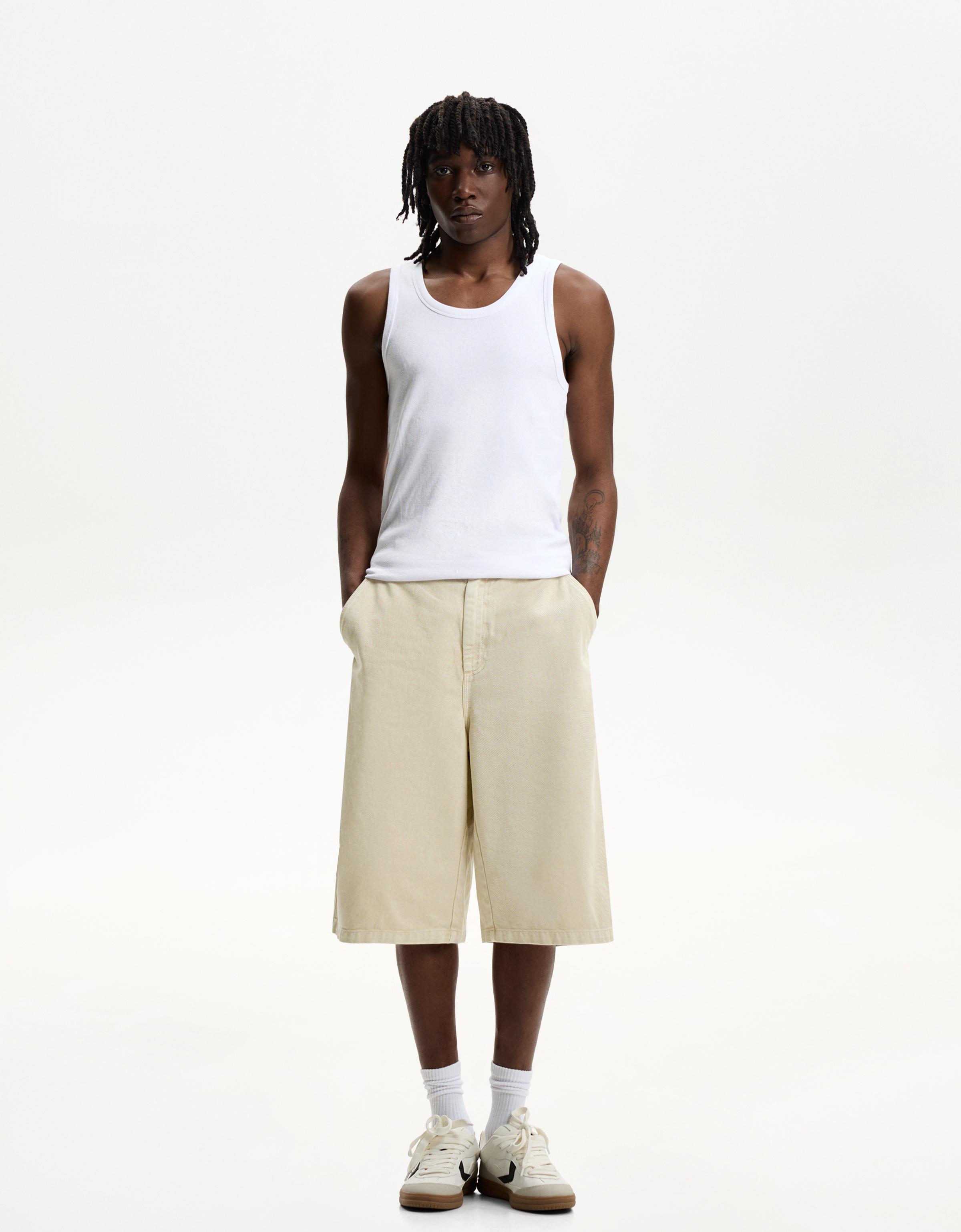 Bershka Workwear-Bermudas Im Skater-Stil Herren 34 Sandfarbe