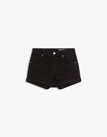 Roll-up denim shorts — Black 5
