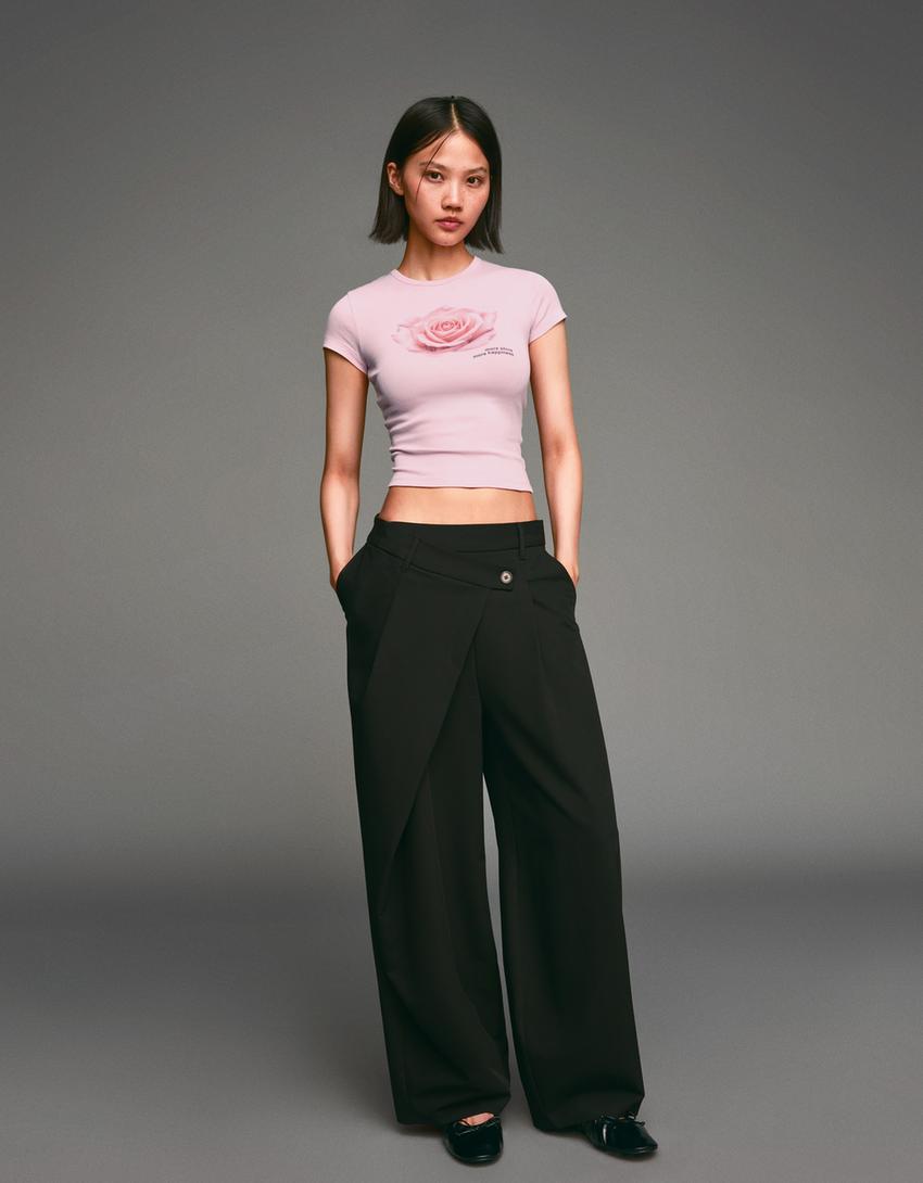 Camiseta manga corta print-Rosa