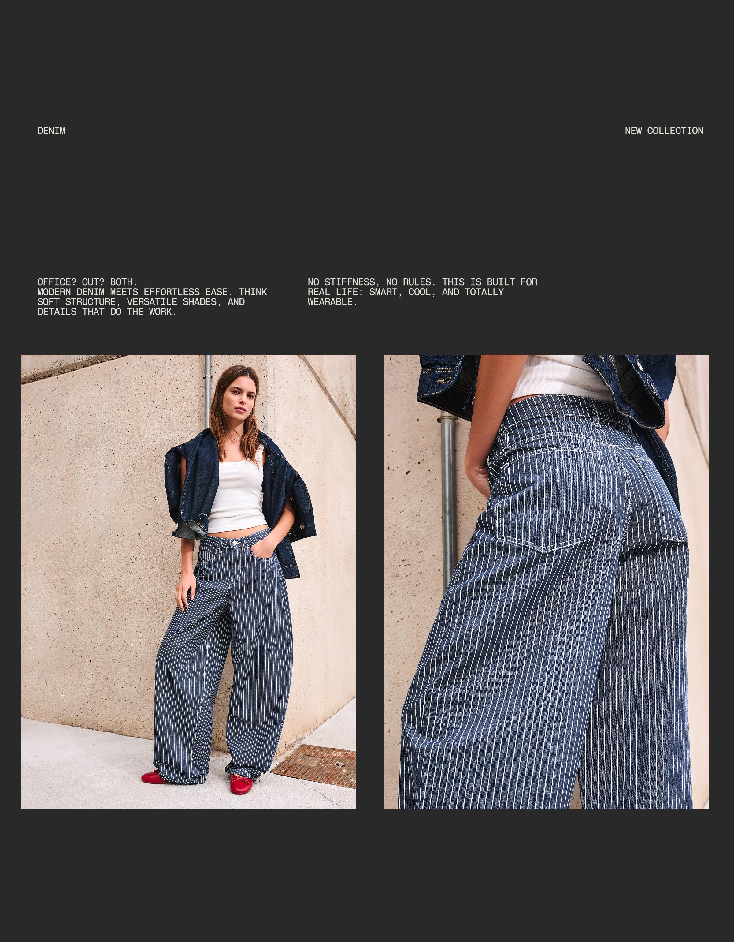 Çizgili balloon fit pantolon - Görsel 18