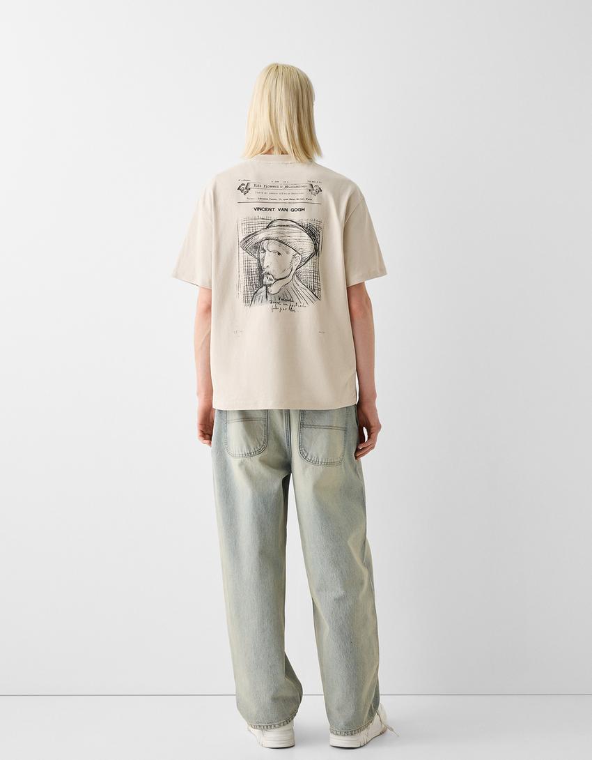 T-shirt Vincent van Gogh manches courtes imprimé-Camel-1