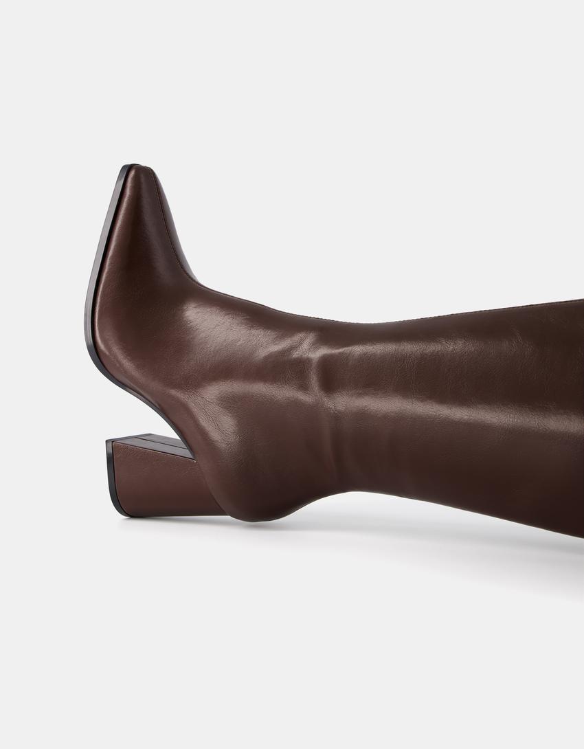 Block heel boots-Maroon