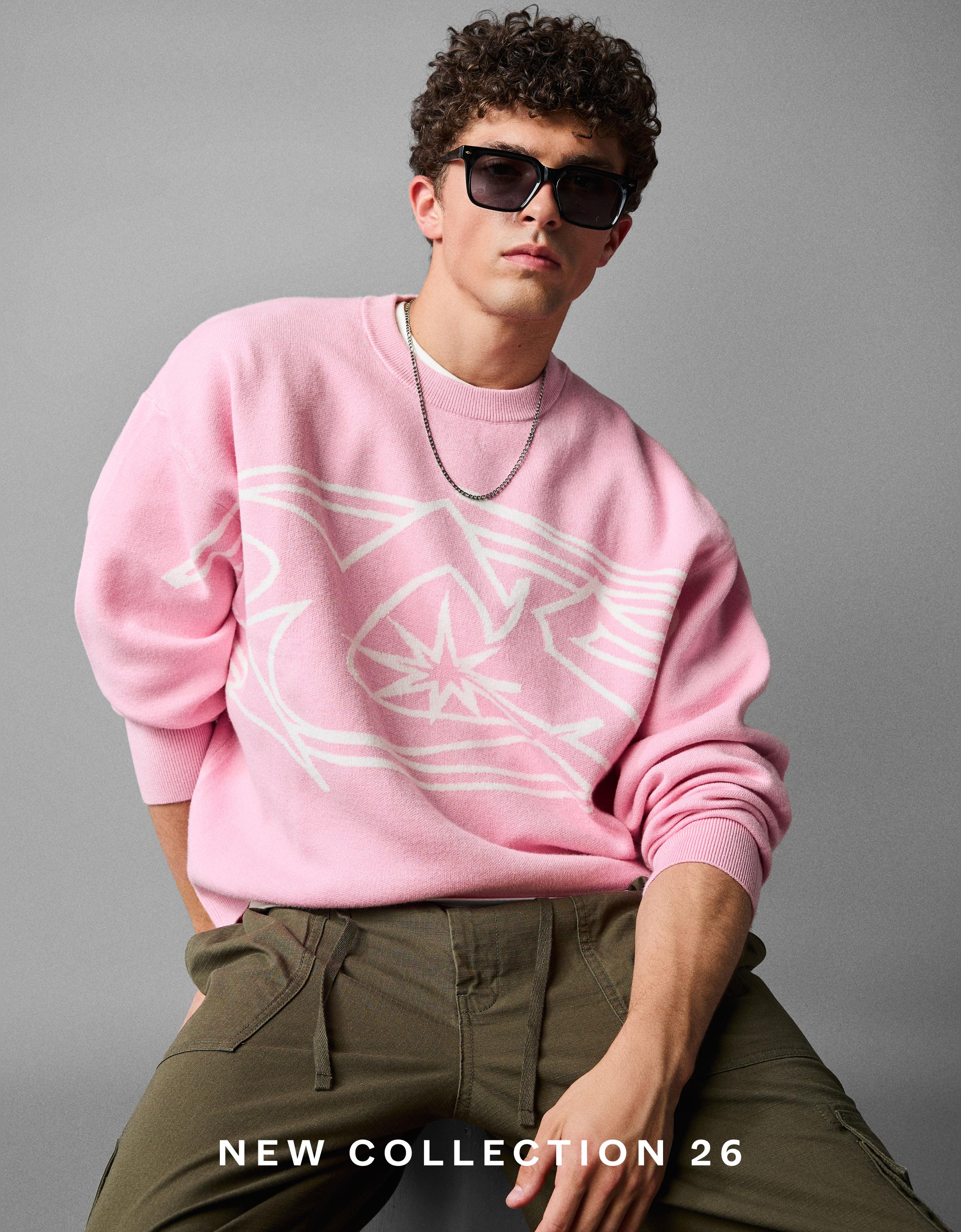 Printed round neck jumper — Pink