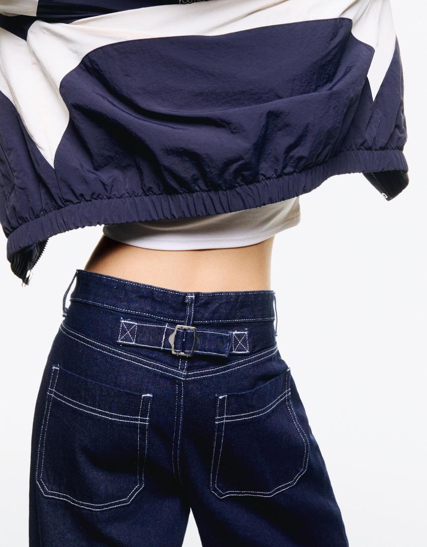 Jeans 90's wide leg costura-Marino-2