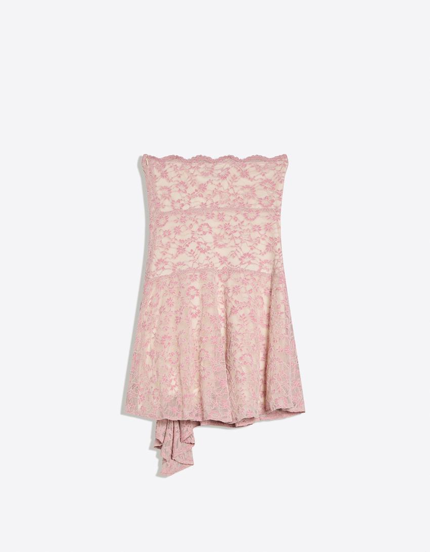 Robe mini bandeau-Rose