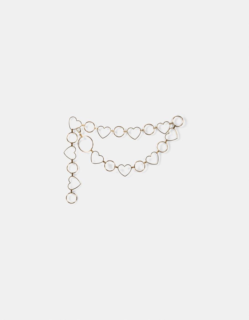 Heart chain link belt-Gold-4