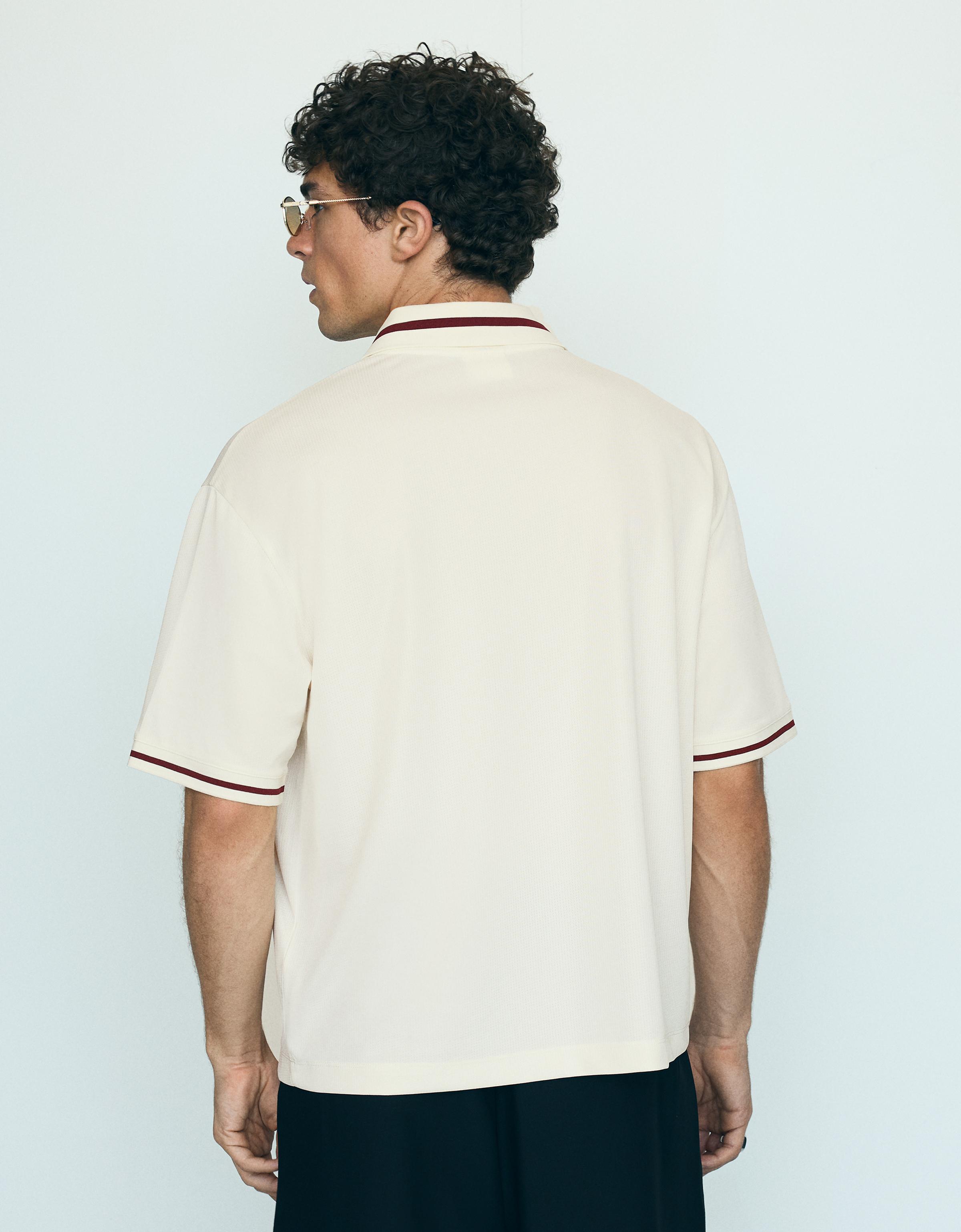 Mesh print polo shirt — Cream