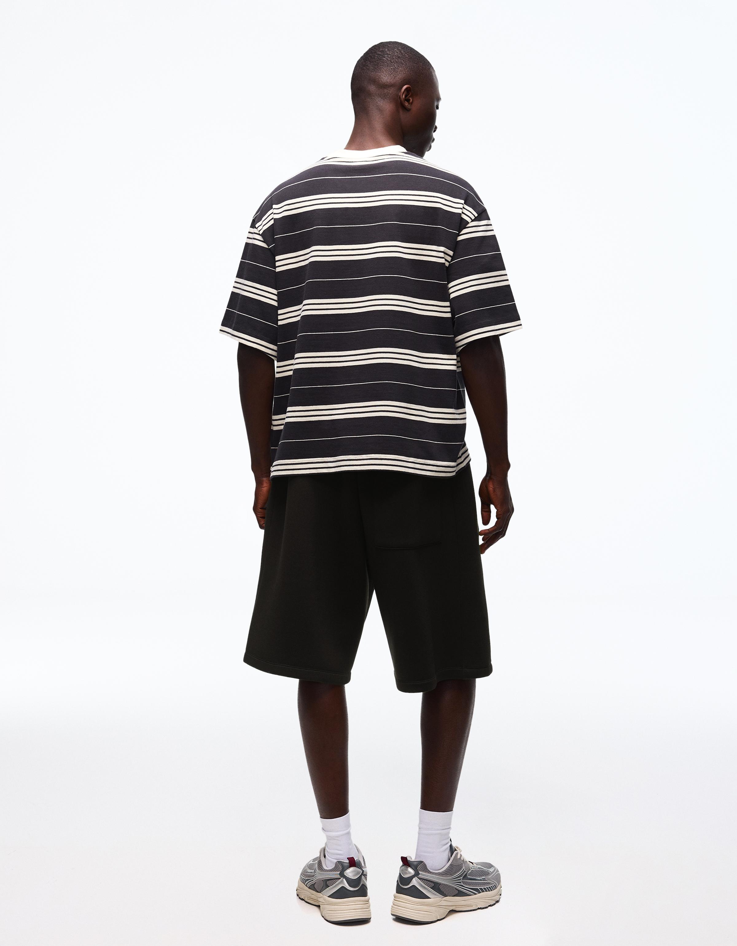 Oversize neoprene Bermuda shorts — Black