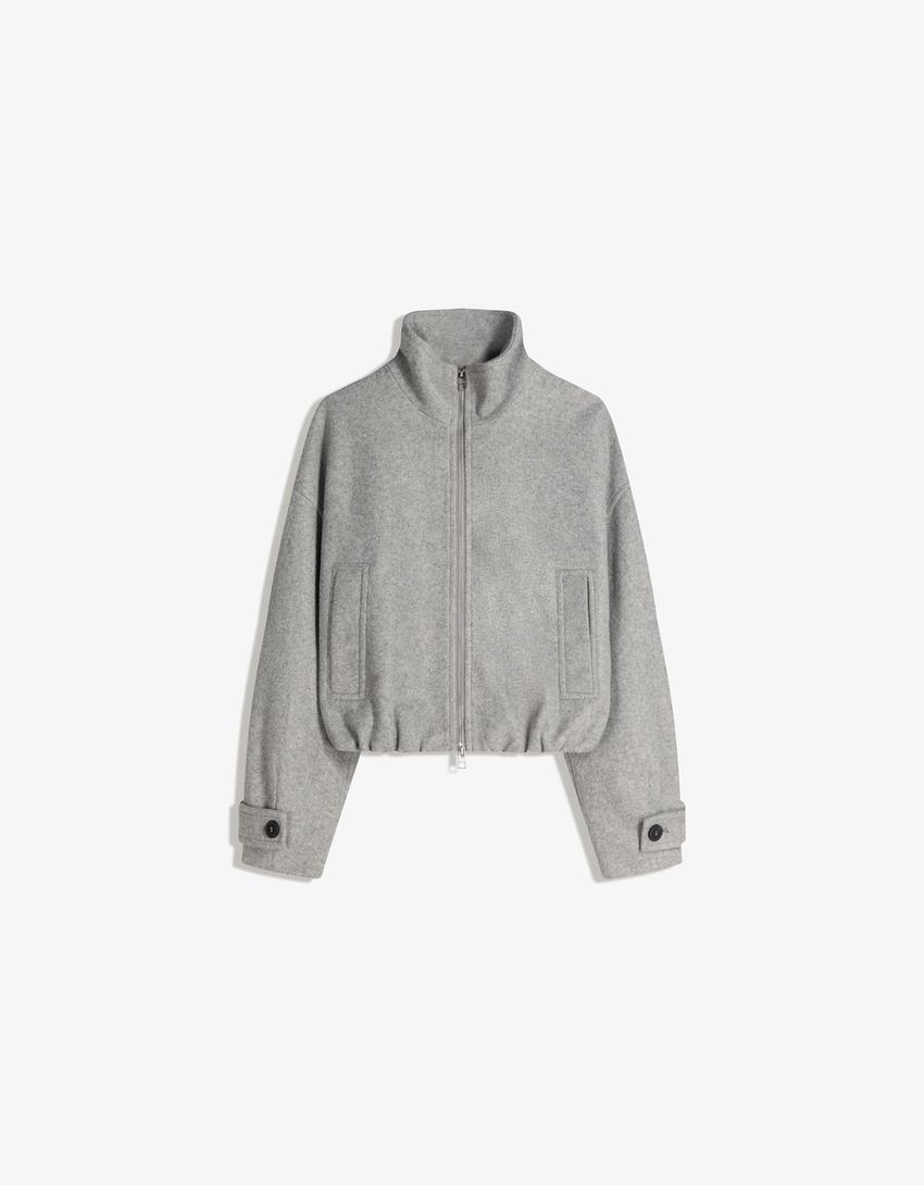 Cazadora soft touch cremallera-Gris