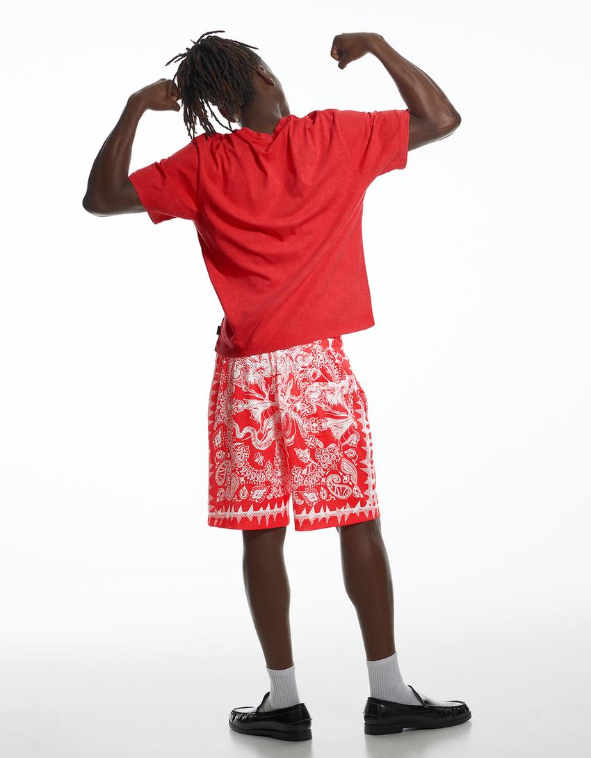 Relaxed fit Bermuda shorts ARIES X BERSHKA-Red