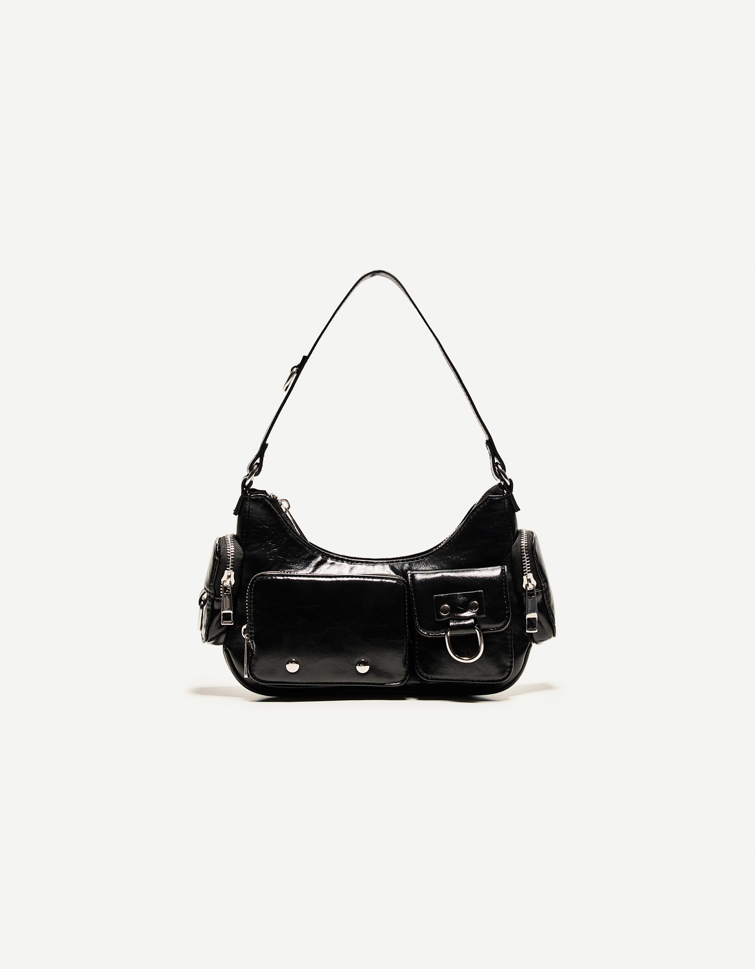 Multi-pocket shoulder bag — Black