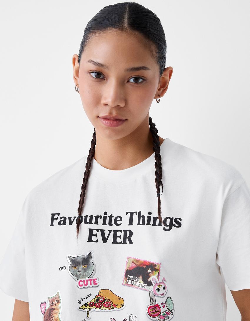 Short sleeve T-shirt with print-Off white-2